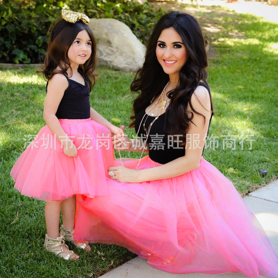 Plus color 2022 express Amazon pop-up gauze puffy skirt gauze parent-child skirt hot selling European and American parent-child skirt