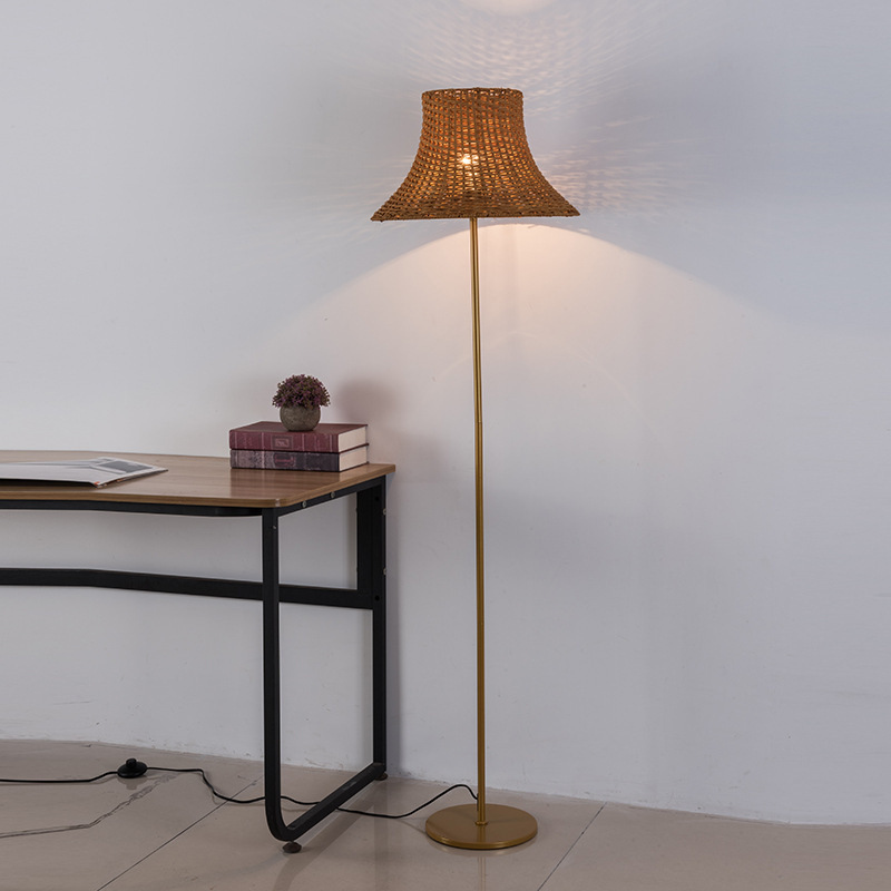 Rattan Model Room Hotel Decorative Floor Table Lamp Southeast Asian Style Homestay Living Room Exhibition Hall Floor Lamp