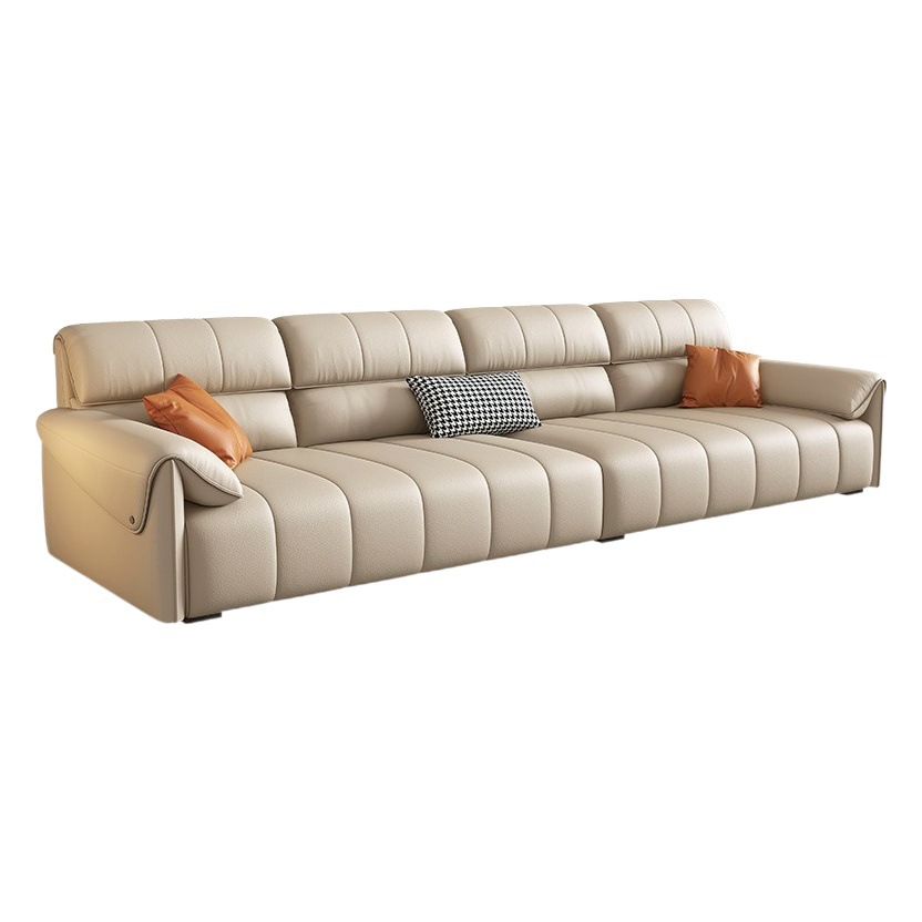 Piano llave eléctrica sofá de cuero multifuncional sala de estar de piel de vaca italiano minimalista apartamento grande y pequeño sofá cama retráctil