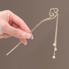 Hairpin with ancient style, flowing silk tassels, Hanfu head accessory, modern Chinese national style hairpin, auspicious cloud hairpin, simple metal temperament, wholesale