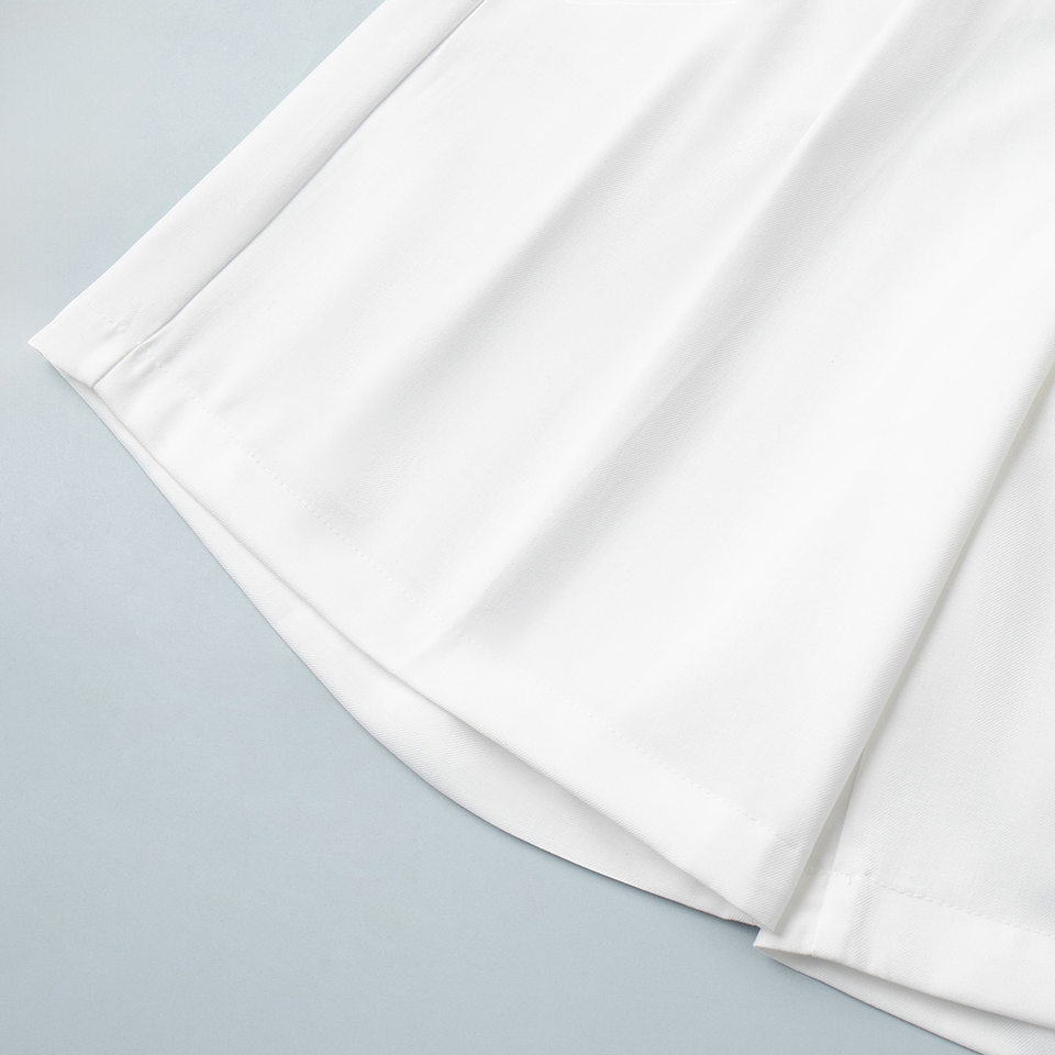 Quần short ống đứng kiểu quần vest lưng cạp chun, dáng năm phần rộng rãi tôn dáng — Màu mơ, Màu trắng chi tiết 12