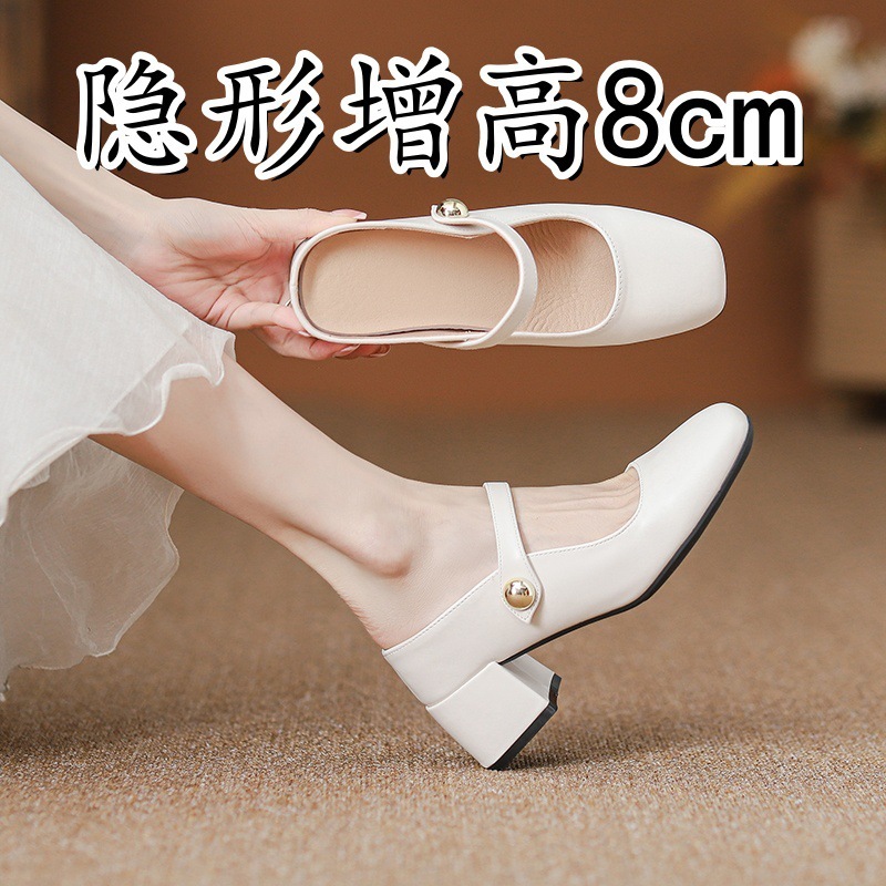 Inner Heightened Baotou Half Slippers Women's Summer Outer Wear 2025 New French Mueller Shoes White Single Shoes Sandals