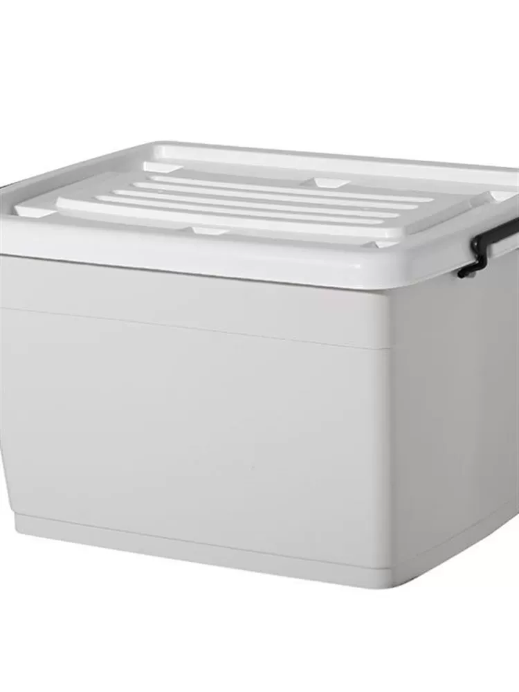 Plastic storage box, storage system, duvet