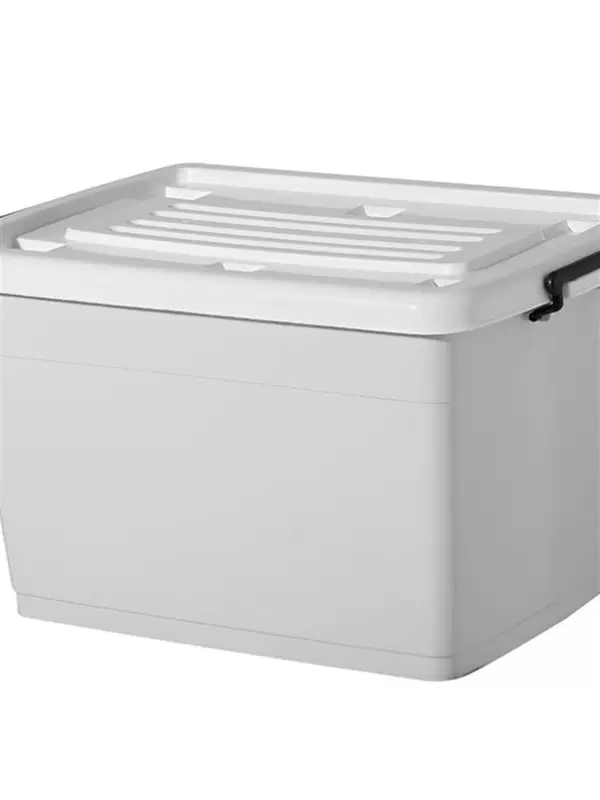 Plastic storage box, storage system, duvet