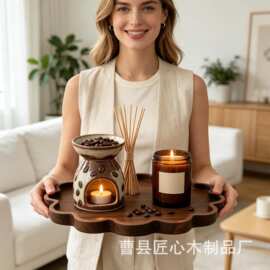 跨境复古木质装饰托盘家用农舍做旧香薰蜡烛摆盘实木餐厅熟食托盘
