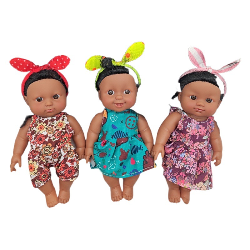 18-47CM muñeca negra cuerpo completo vinilo renacimiento muñeca suave simulación bebé africano muñeca música muñeca