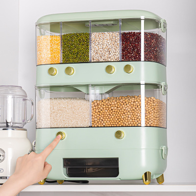 One piece On behalf of Pest control Moisture-proof double-deck More capacity Coarse Cereals kitchen household Grain Coarse Cereals storage box Rice VAT