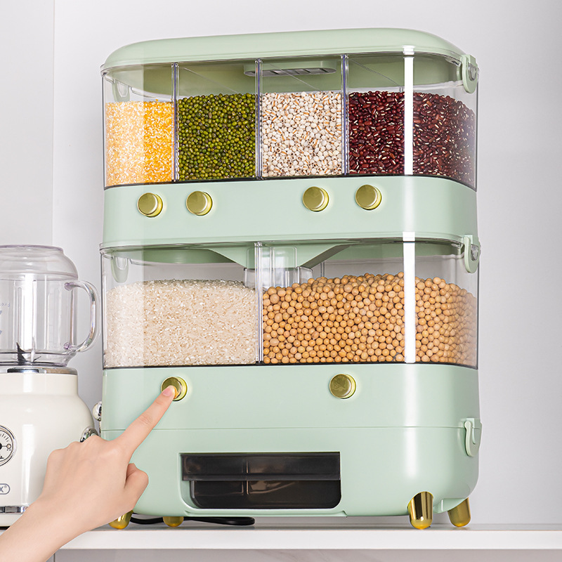 One piece On behalf of Pest control Moisture-proof double-deck More capacity Coarse Cereals kitchen household Grain Coarse Cereals storage box Rice VAT