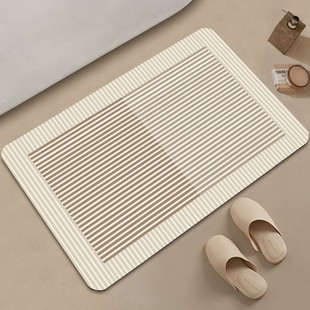 Quiet Style Modern Bathtub Non-Slip Foot Mat Household Bathroom Entrance Door Absorbent Mat Simple Line Diatom Mud Mat