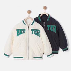 Children's Diamond Grid Korean Style Small Kids Baseball Jacket Winter Thickened Cotton Padded Coat for Boys and Girls Baby Cotton Jacket Outerwear Trendy