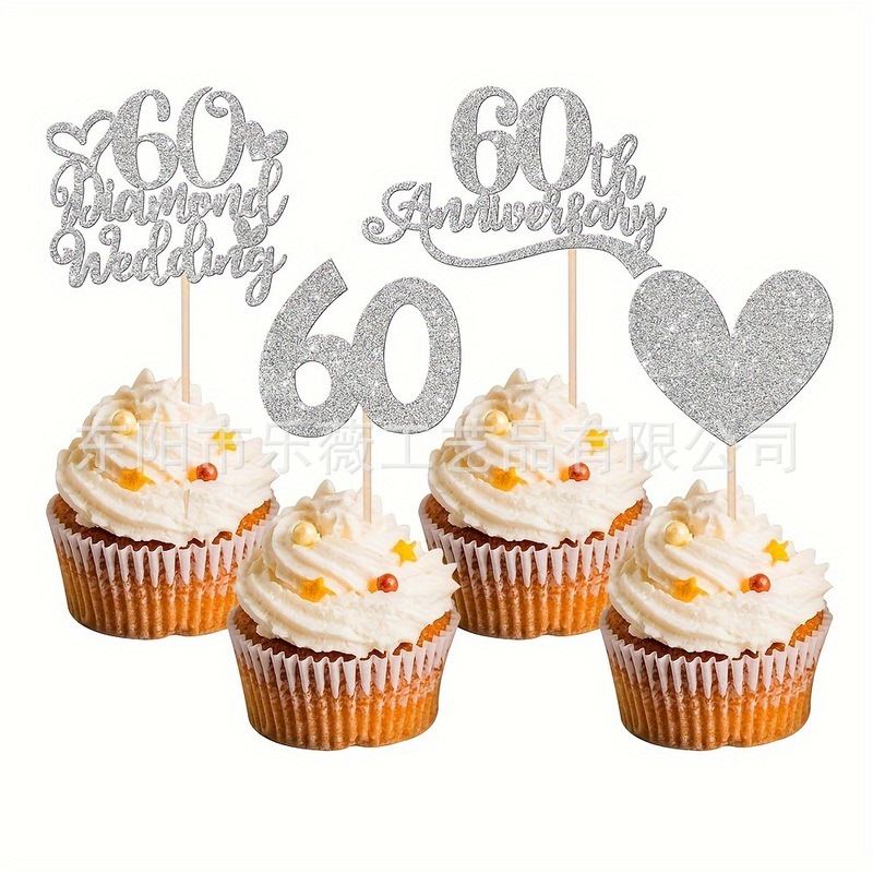 結婚周年25銀婚30 40 50金婚60ケーキ装飾焙煎ケーキ旗挿しカード|undefined