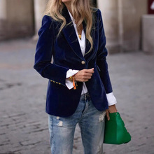 2025秋东新品亚马逊独立站ebay欧美金丝绒气质优雅修身小西装外套