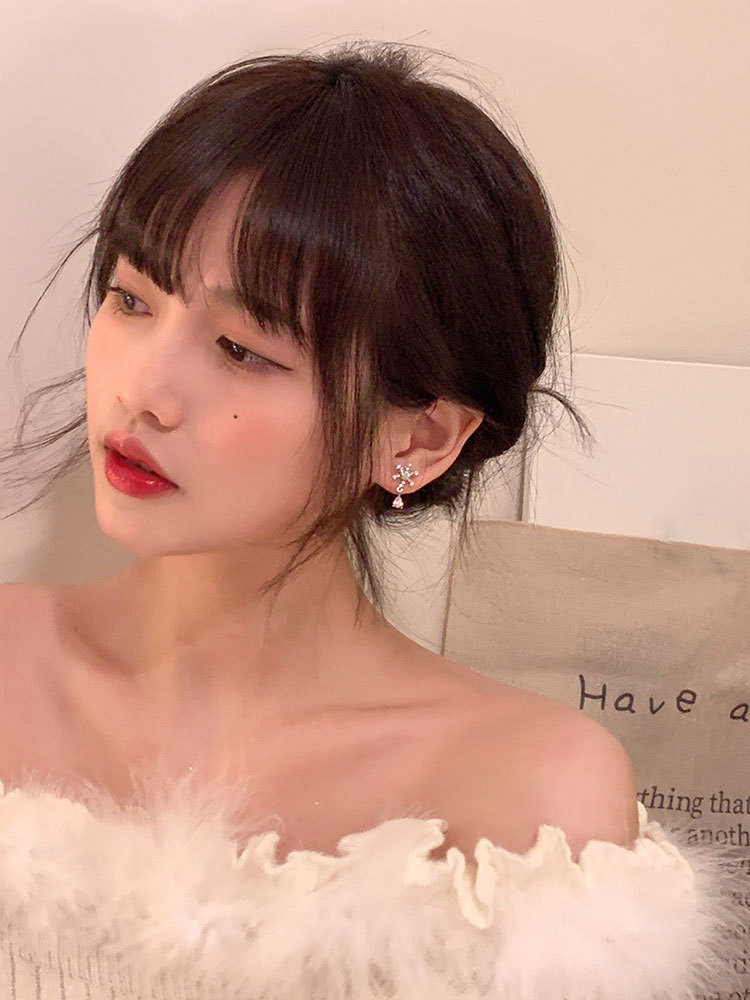 Snowflake water droplet zircon earrings for women, with a light luxury high-end temperament, niche earrings, new cool_voghion.com