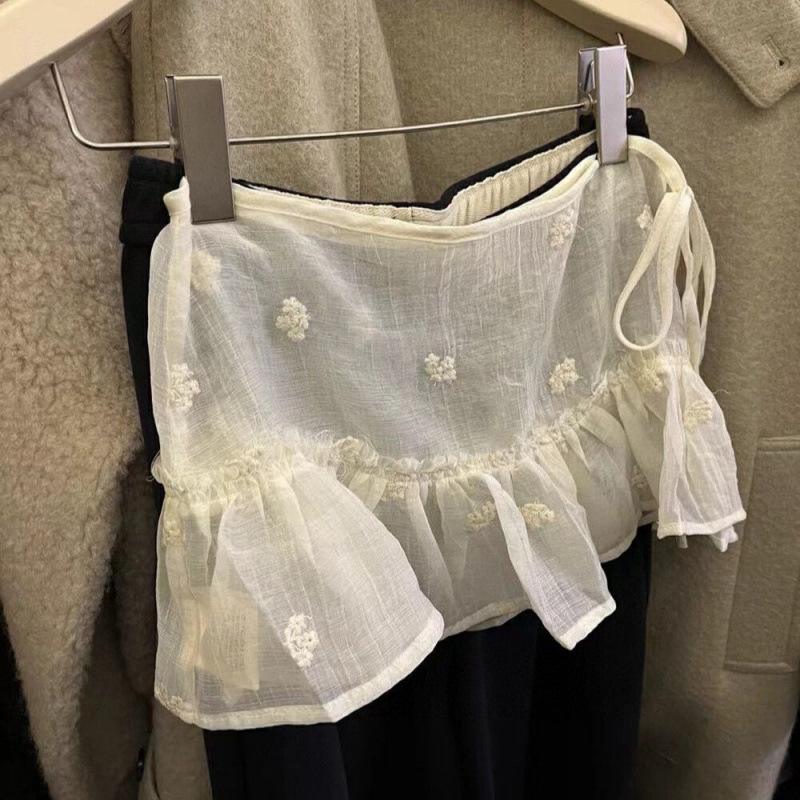 Autumn and Winter New Korean-style All-match Niche Ins Style Sweet Stacked Hems Lace Fart Curtain Skirt