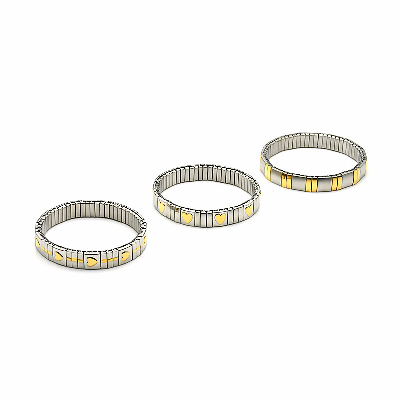 Holiday Occasion Simple Style Heart Shape 304 Stainless Steel 18K Gold Plated Bracelets In Bulk