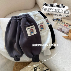 儿童新品加绒加厚百搭休闲裤宝宝冬装运动束脚裤子儿童韩版休闲裤