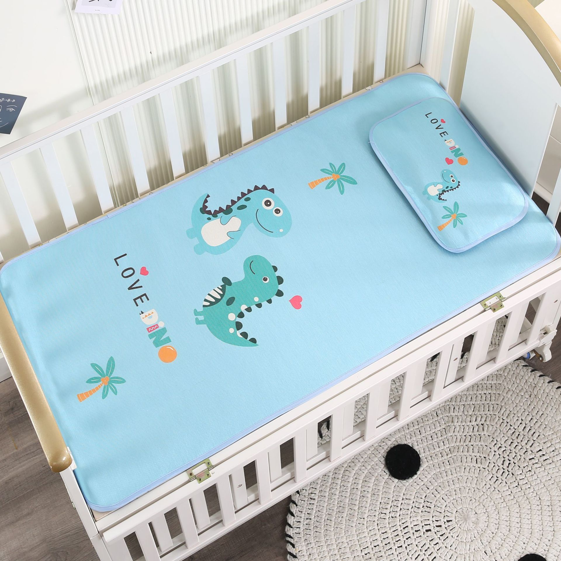 Baby Ice Silk summer mat children cartoon printed summer cool mattress baby garden bed smooth straw mat washable