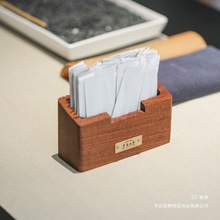木质牙签盒定 制黄铜logo复古西餐厅日料店牙签筒棉签牙线收纳盒