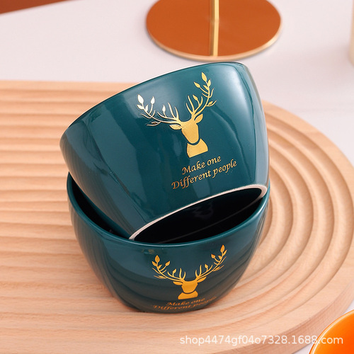 Ceramic bowl set color glaze square bowl and chopsticks set gold edge bowl set green glaze wedding celebration gift set bowl logo
