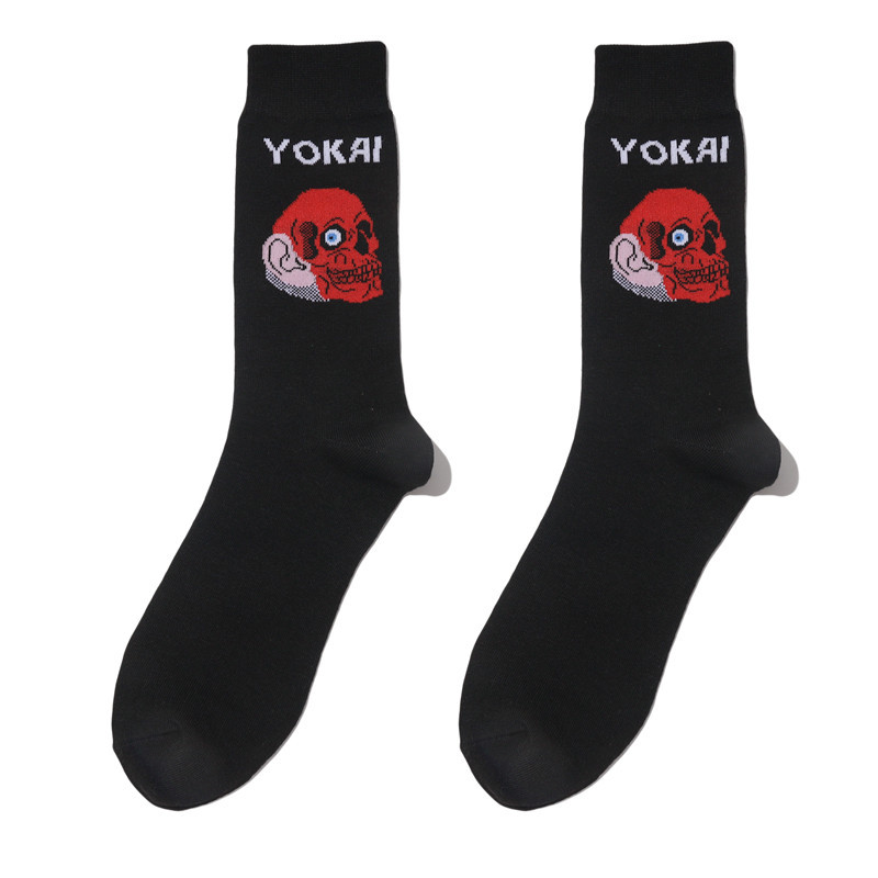 Male Japanese Monster Animation Socks Female Cotton Monster Story Sock Cartoon Personality Trend Boat Socks-5Prs 46 Img_5796