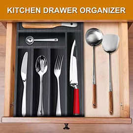 跨境竹制刀叉收纳盒厨房抽屉可扩展刀具盒汤匙叉子餐具整理盒批发