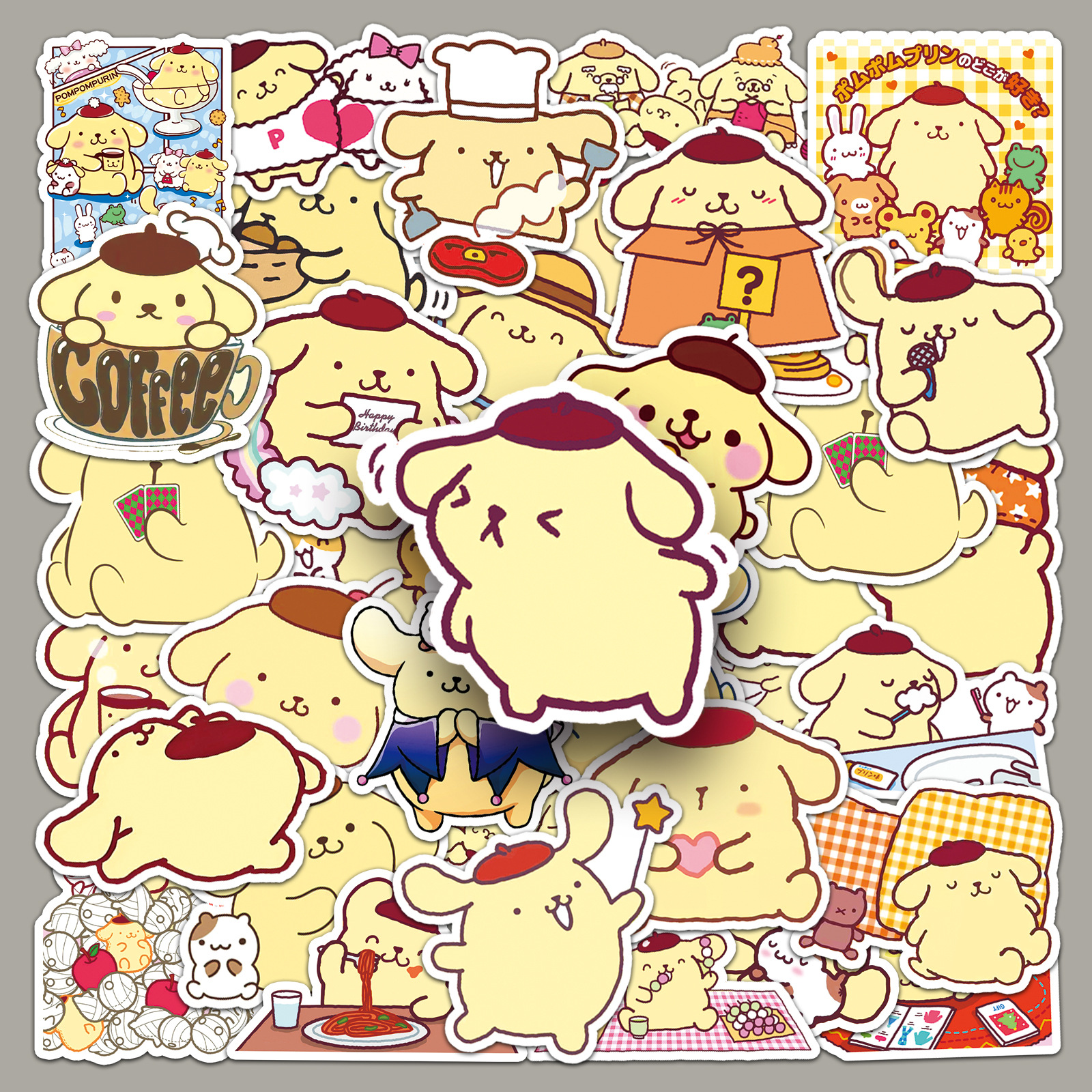 50张布丁狗贴纸可爱狗狗动物贴画手机手账奶茶杯滑板电脑装饰防水