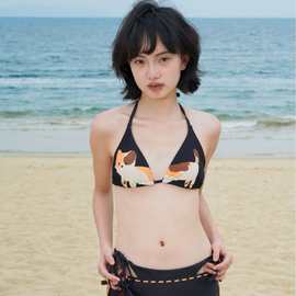 泳衣女 分体小猫卡通比基尼性感纯欲泡温泉少女可爱小胸辣妹泳装
