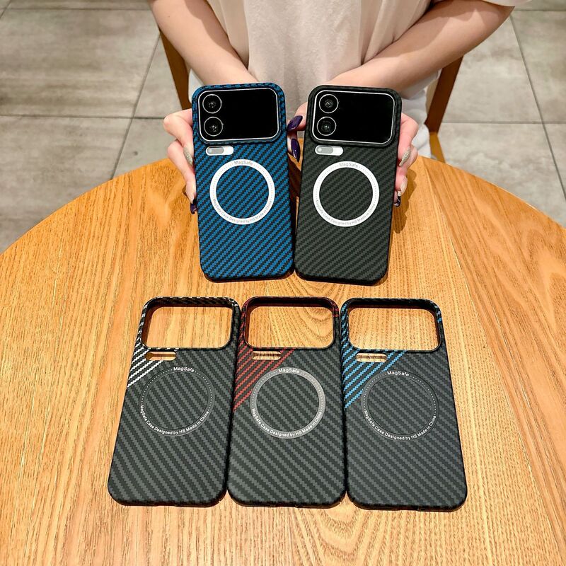 Carbon Fiber Suitable for Xiaomi 17Promax Mobile Phone Case with Magnetic Kevlar Pattern Xiaomi 15 Anti-Fall K80P Protective Case