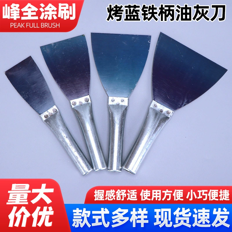 Утолщенный треугольник Очистка Штукатурка Скребок Жарка Синяя железная ручка Шпатлевка Нож Маляр Скребок для шпатлевки
