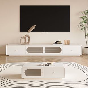 Cream Style Solid Wood TV Cabinet New Style Living Room Simple Modern Paint Pure White Bedroom Wall Floor Locker