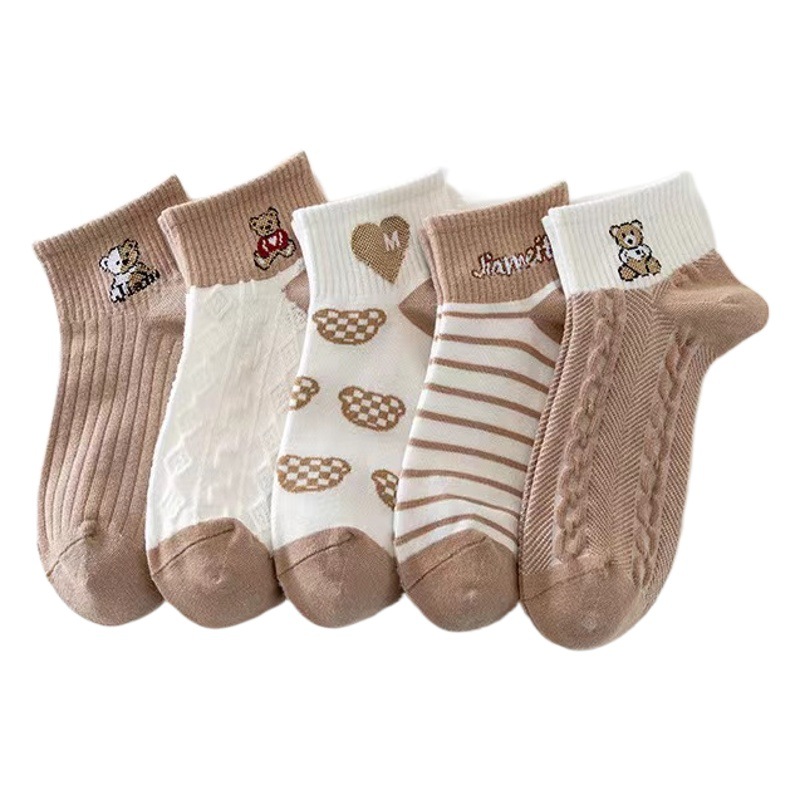 Primavera y otoño de las mujeres de dibujos animados lindo japonés estilo coreano calcetines primavera delgada transpirable retro tobillo calcetines ins moda