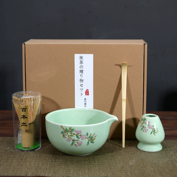 Green matcha, tea cup, set, box, 4 piece set