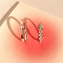 女纯银小众蝴蝶结情侣925银饰对戒开口戒520送女友礼物