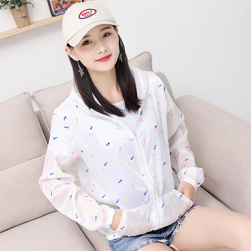 Non-returnable Summer Women's Sun Protection Shirt Thin Breathable Sunshade Print Sun Protective Suit Short Coat