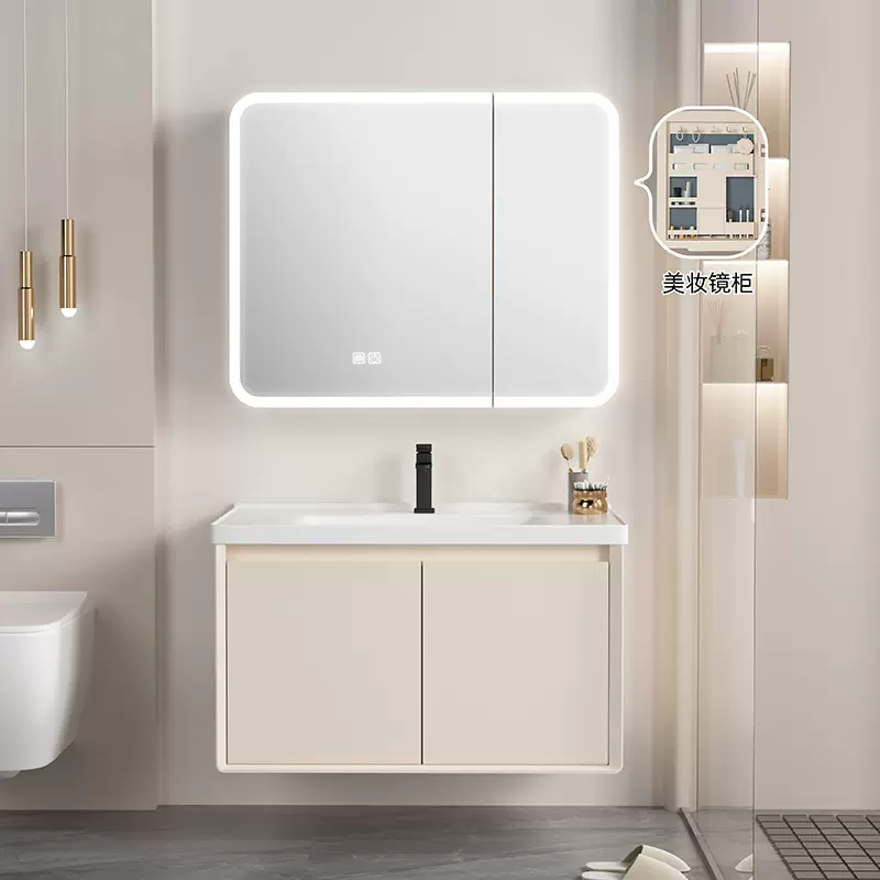 简约挂墙式洗手盆小户型圆弧浴室柜陶瓷洗脸盆柜组合卫生间洗漱台