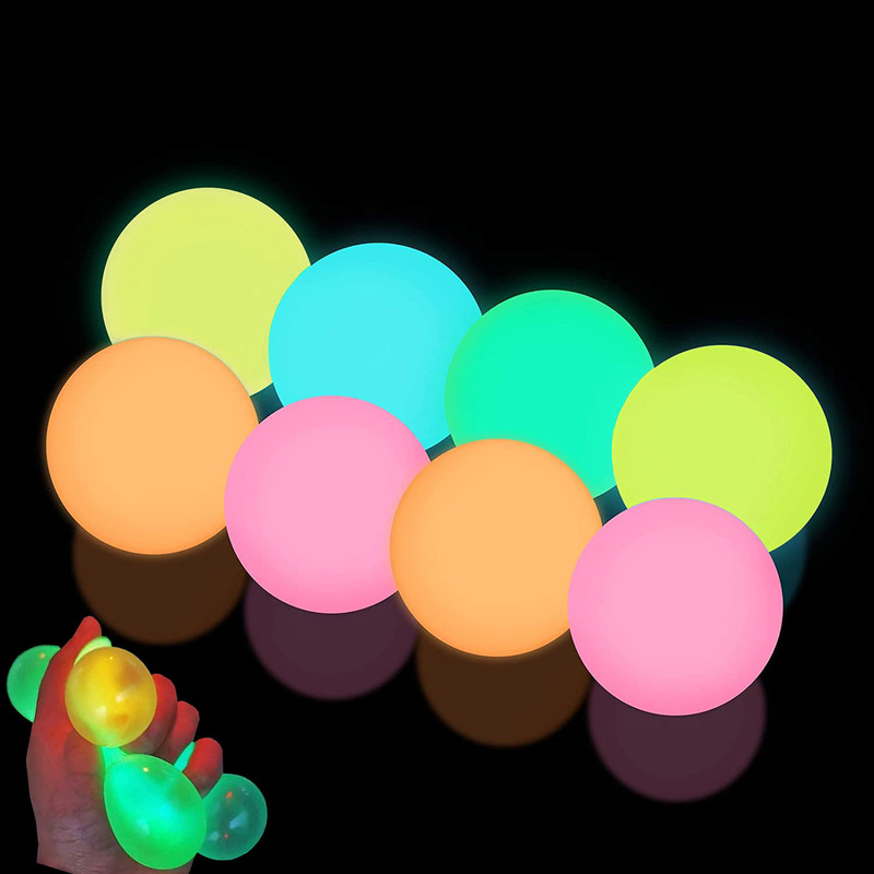 Tiktok-Style 6cm Sticky Wall Luminous Ceiling Ball Sticky Ball Ceiling Air Sticky Target Ball Stress Relief Ball Amazon