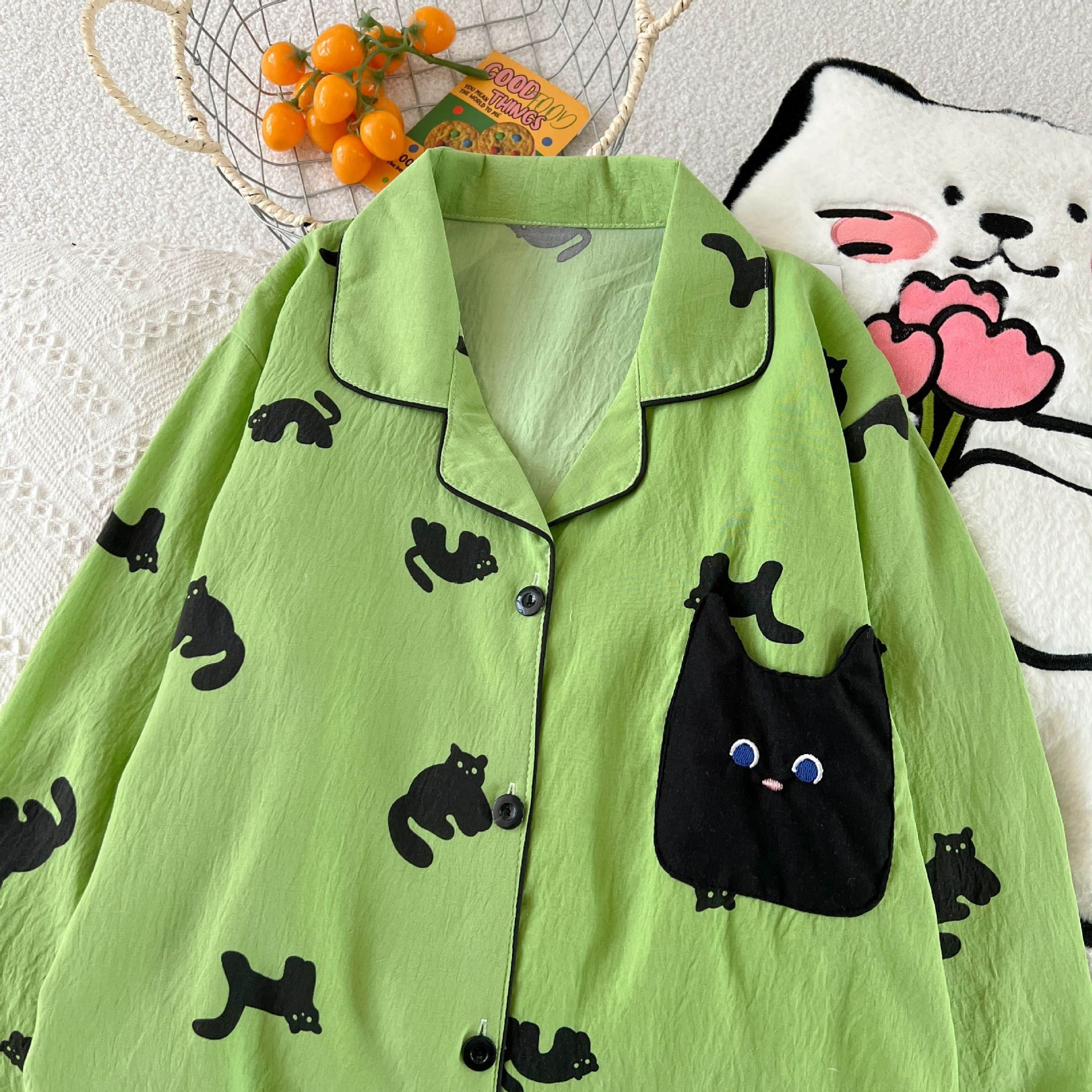 Al por mayor transfronterizo nueva primavera y otoño nubes de algodón con solapa de manga larga pijamas de mujer ropa de casa cardigan manga de dibujos animados