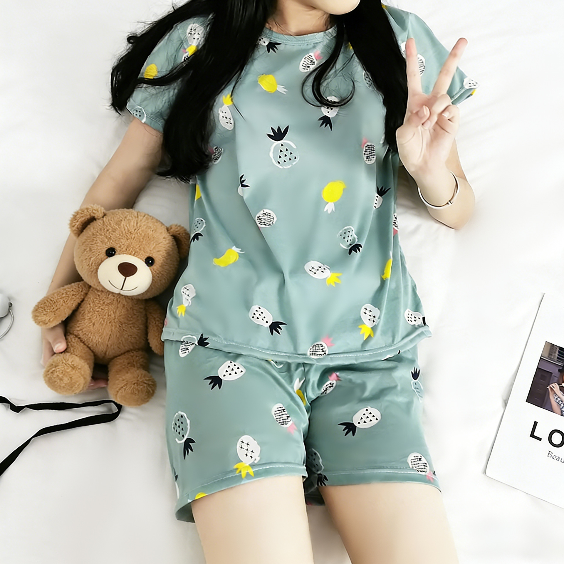 Pajamas for Women, Spring and Summer Short-Sleeved Shorts, 2026 Thin Casual Pastoral Style Home Wear, Can Be Worn Outside, Ins Style Set