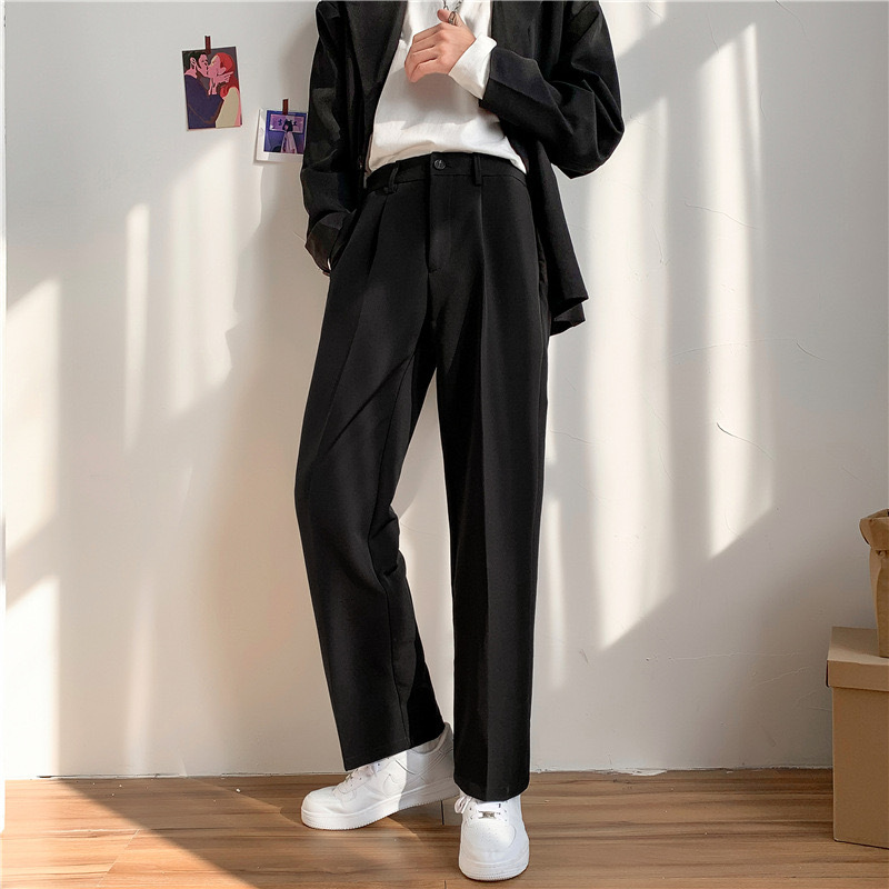 Spring and Summer Men's Simple Pendant Pants Men's Korean-style Fashionable Loose Men's Straight-leg Wide-leg Casual Suit Pants