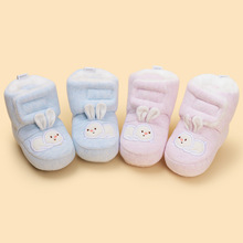 冬季卡通兔子宝宝学步鞋女6-12月新生儿保暖加厚软底防滑婴儿棉鞋