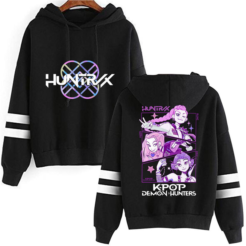 跨境新品KPop Demon Hunters 周边清新甜美长袖双杠连帽卫衣一件|undefined