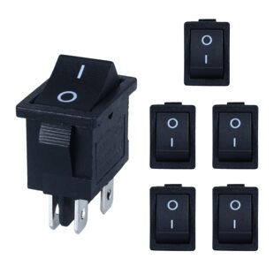 6 pieces of switch lock mini boat rocker switch 4-pin 2-position DPST toggle switch buckle, 12V 1