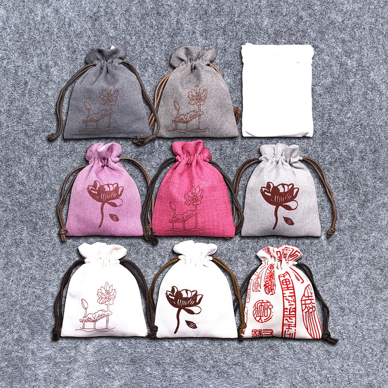 12*16加厚高档麻布盘珠袋束口抽绳绒布文玩袋手串玉器保养袋子小