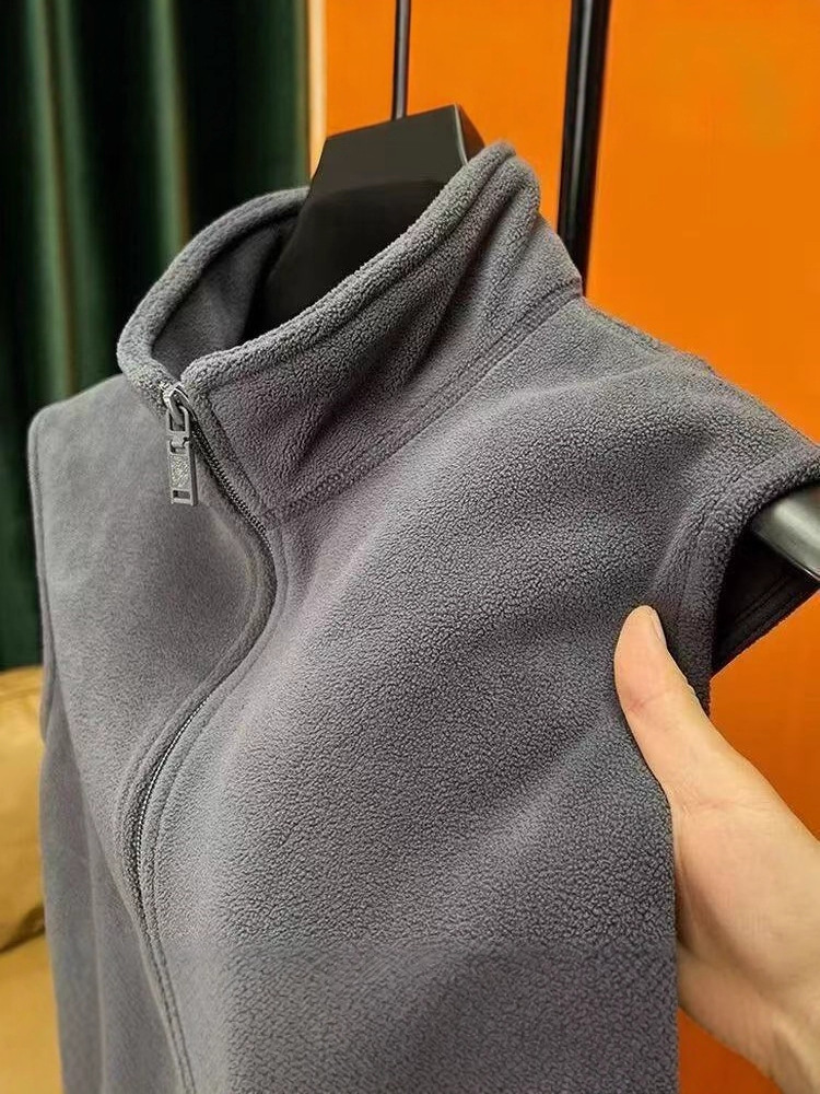 Chaleco Térmico de Cierre con Cuello Alto para Hombre de Tela Polar para Uso Casual