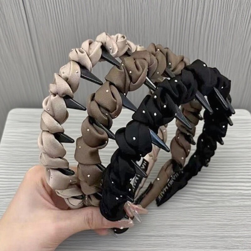 Korean-Style Romantic Baby's Breath New Satin Wrap Tooth Comb Headband Fluffy High Crown Face-Slimming Small Headband Hairband for Women