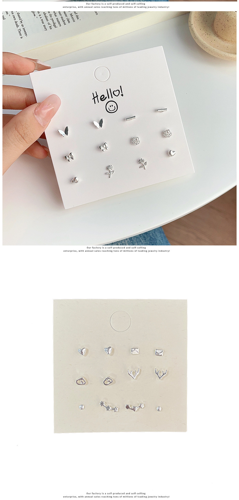 Fashion Heart Shape Rose Butterfly Copper Plating Ear Studs 1 Set