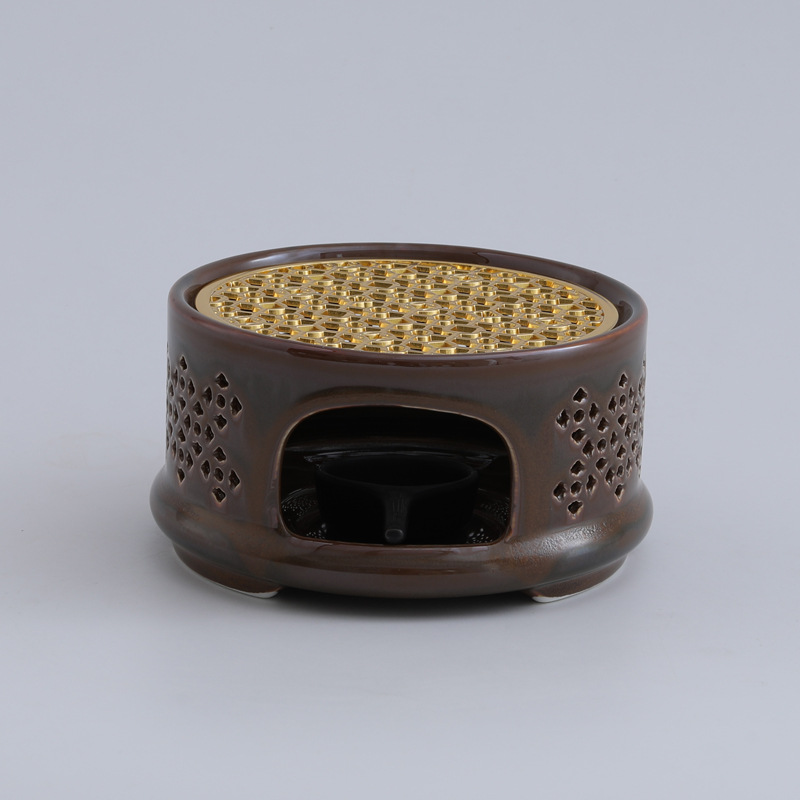 Calentador de té con diseño de horno hueco que cambia de color, calentador de velas para restaurantes, hoteles y uso doméstico, tetera aislada con forma de flor, calentador de té esmaltado en horno.
