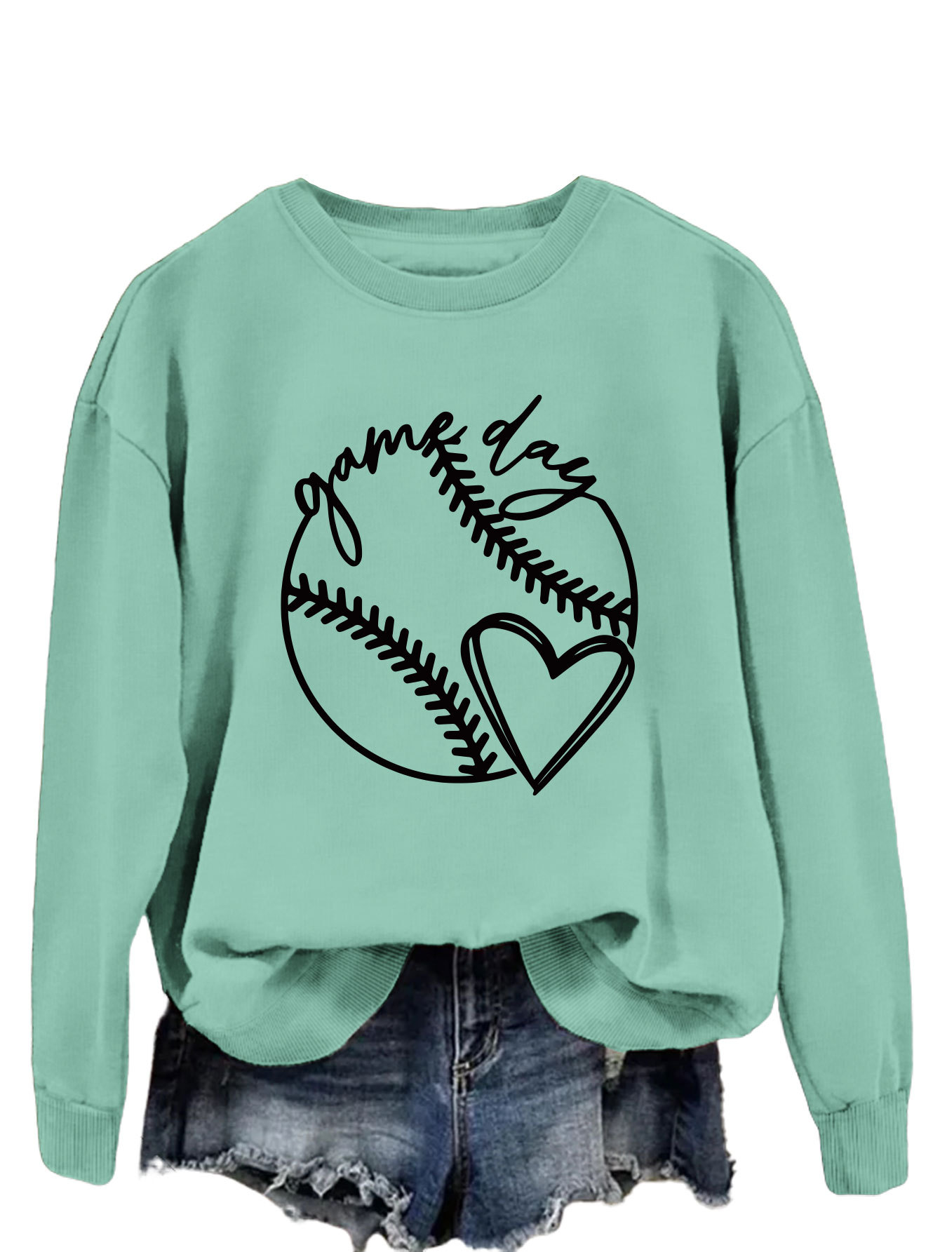 Light green sweatshirt (black font)