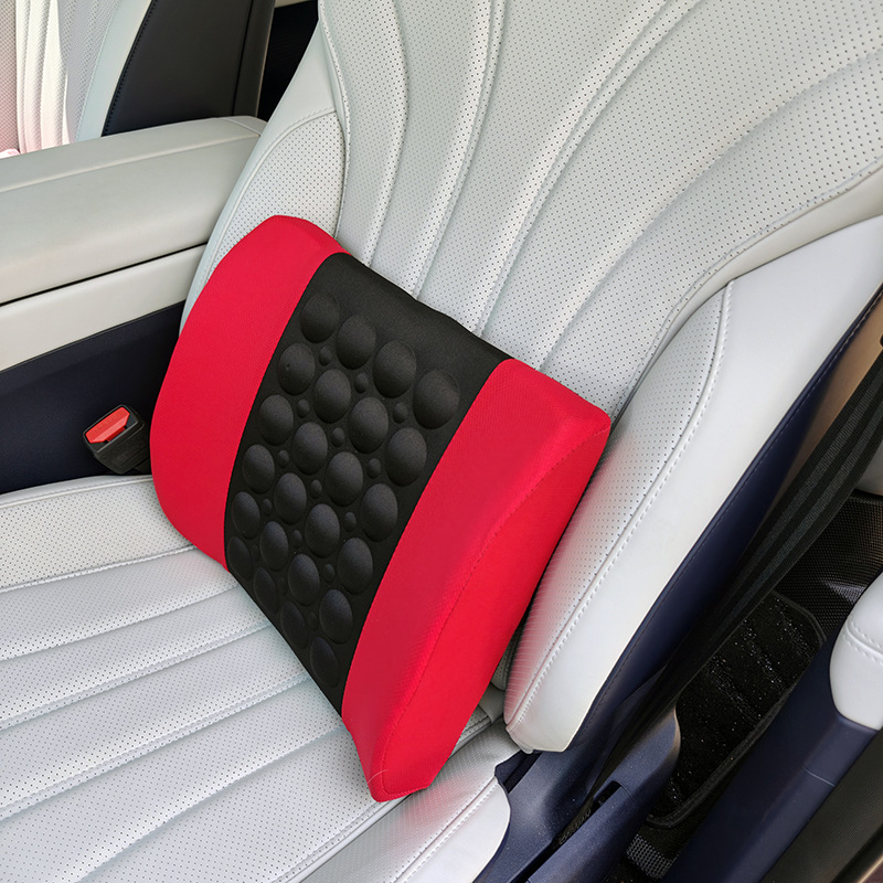 Car Memory Foam Electric Lumbar Support, Dual-Use Vibration Massage Backrest for Home and Car, Microfiber Leather Waist Cushion Backrest Pad
