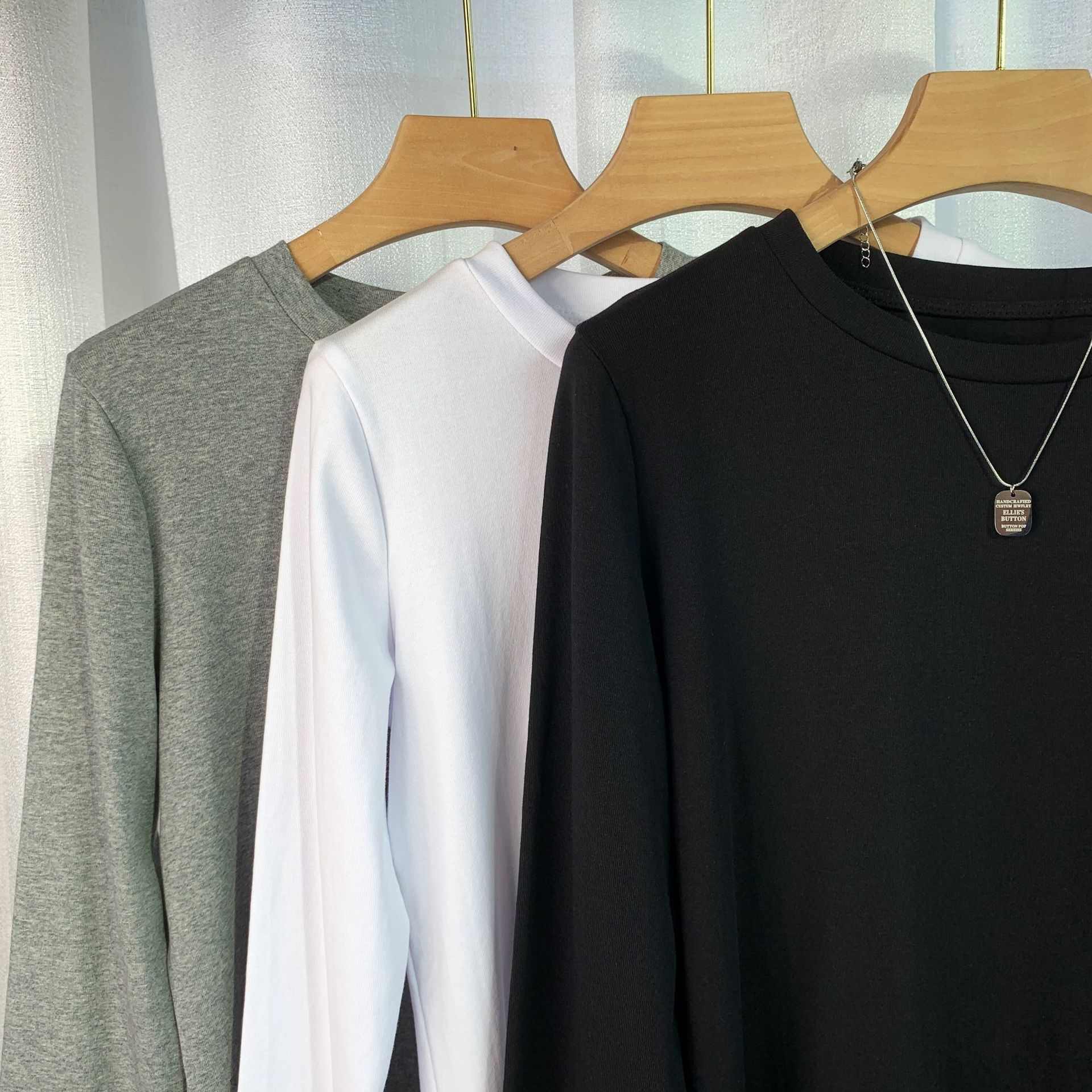 Quality cotton base body-friendly autumn solid color fitted…